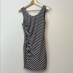 Loveriche Striped Ruched Sleeveless Mini Dress Y2K Bodycon Stretch Blue Small